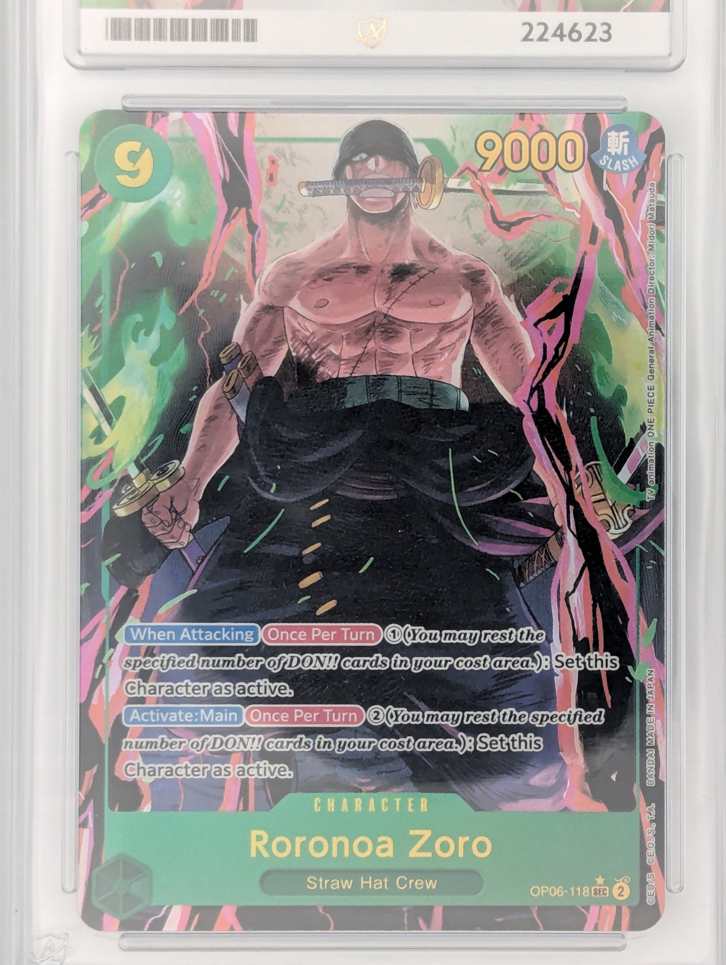 Roronoa Zoro OP06-118 (SEC/Parallel) - Gem Mint 10 (Ace Grading)