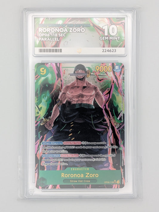 Roronoa Zoro OP06-118 (SEC/Parallel) - Gem Mint 10 (Ace Grading)